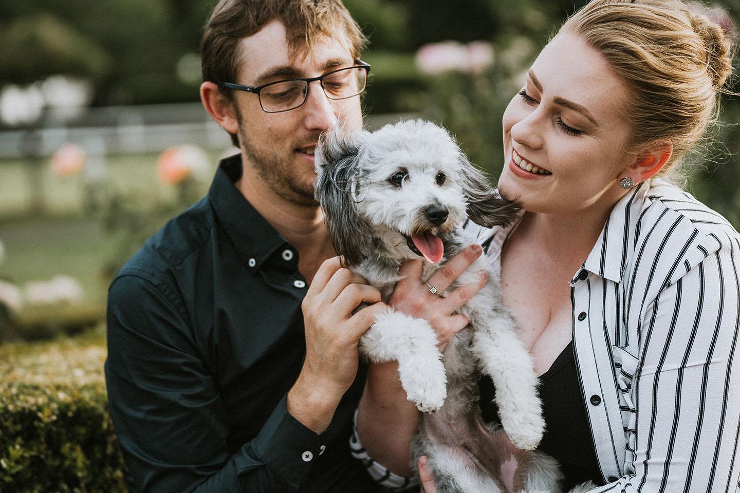 Engagement Photography - couple in park with dog