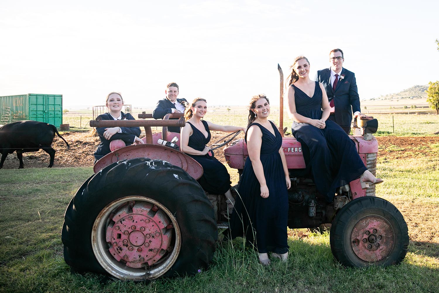 Wedding Photography - Bridal Party on tractor