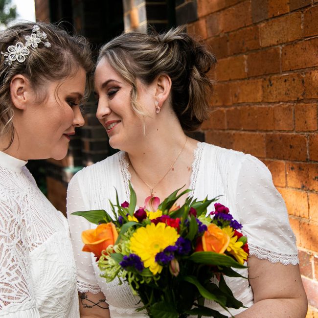 Wedding Photography - Brides with rainbow flowers