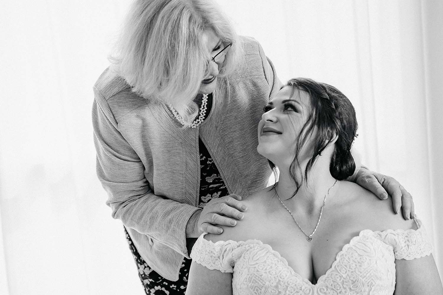 Wedding Photography - Bride and Mother black and white