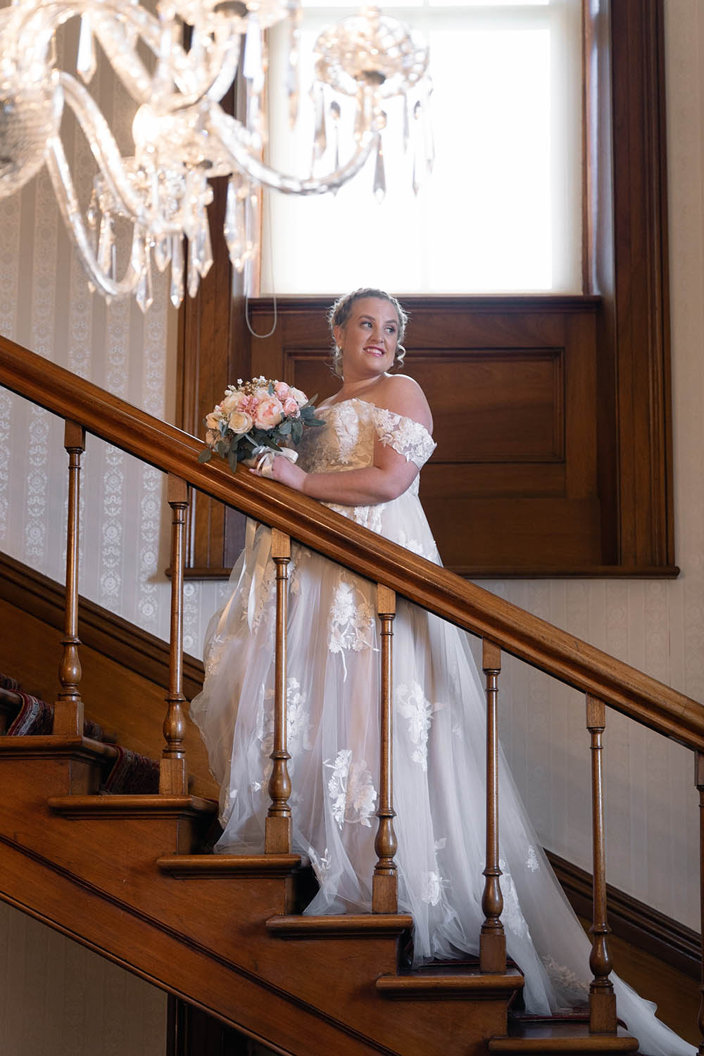 Wedding Photography - bride on stairs