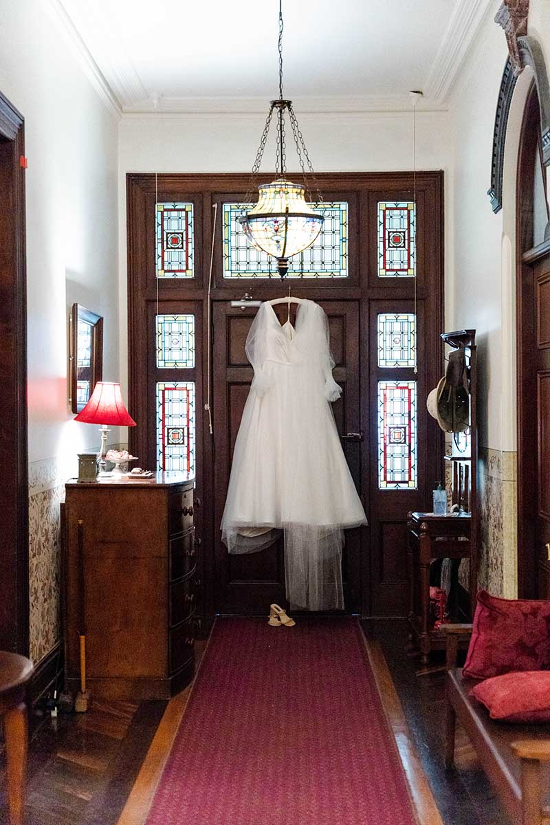 Wedding Photography - wedding dress hanging