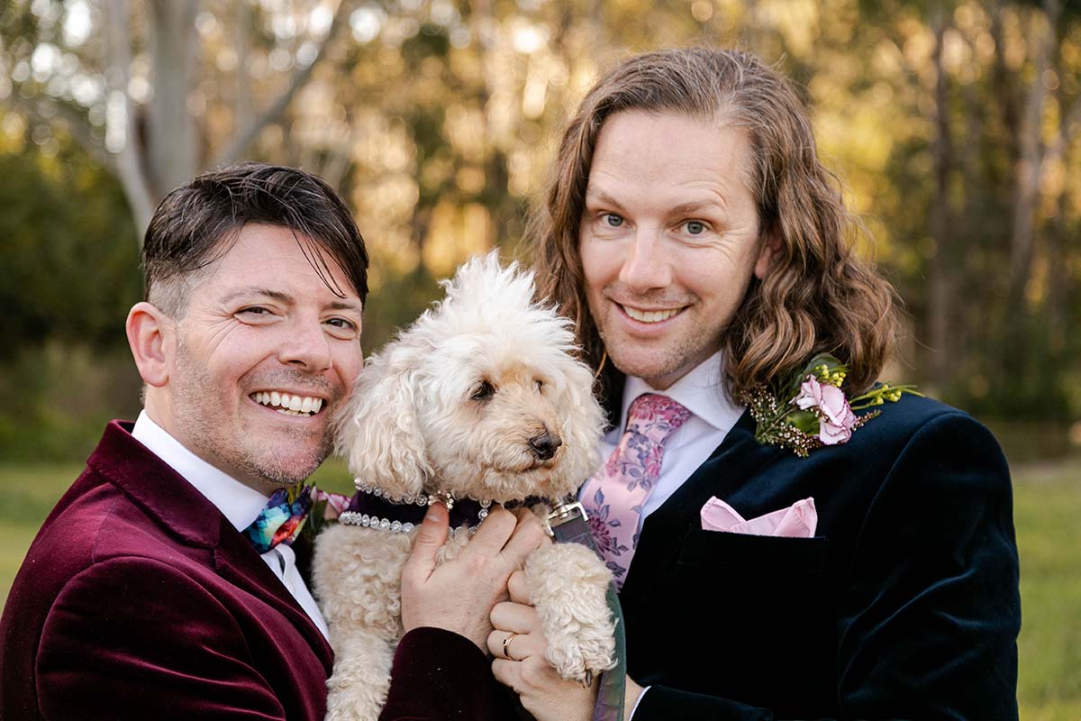 Wedding Photography – grooms with puppy