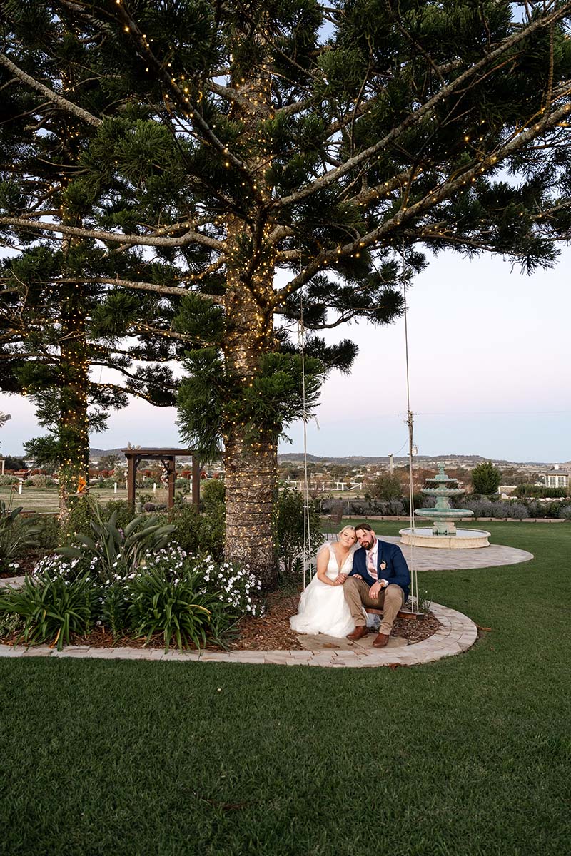 Wedding Photography - bride and groom on swing