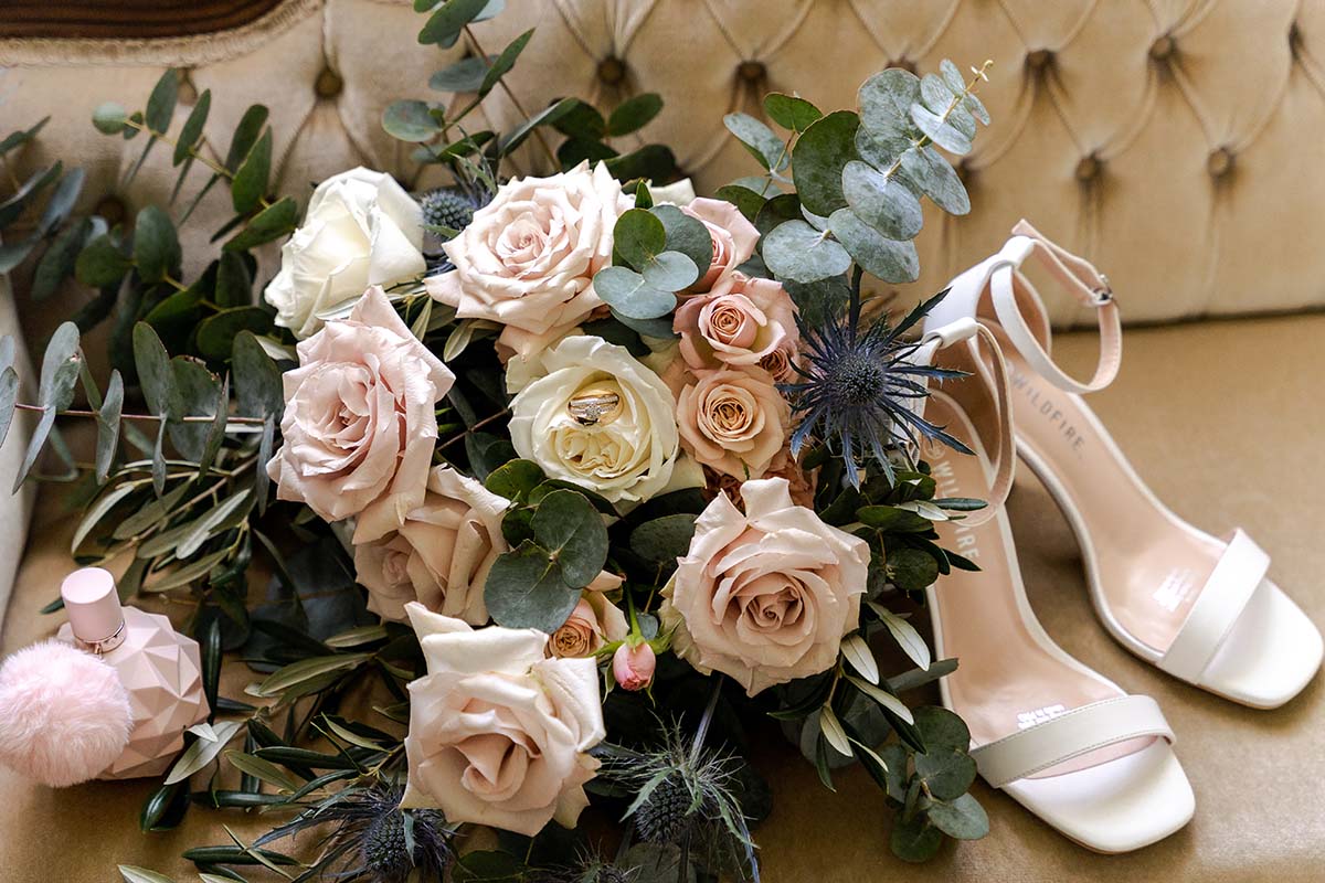 Wedding Photography - brides shoes and flowers