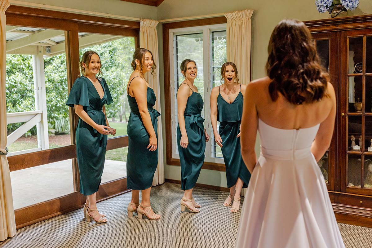 Wedding Photography - bride reveal to bridesmaids