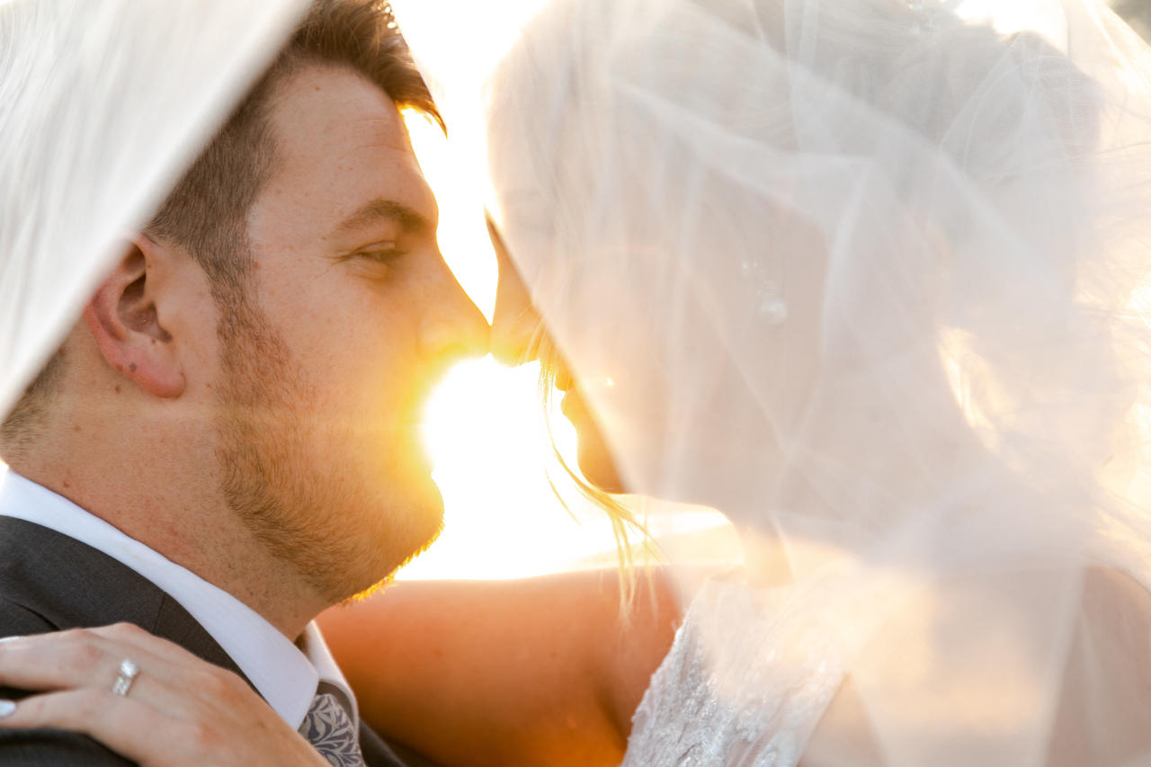 Preston Peak Wedding - Close Bride and Groom Kiss - Nick and Aleisha